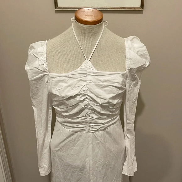 NWT!! ASTR - The Label White Cotton Puff Sleeves Midi Dres - Size Medium - Picture 3 of 10